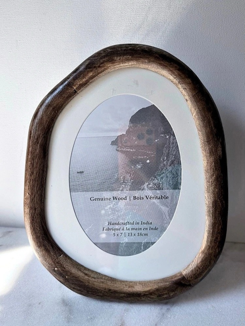 Oval Brown irregular oval Wood Picture Frame for 5”x7”:photo